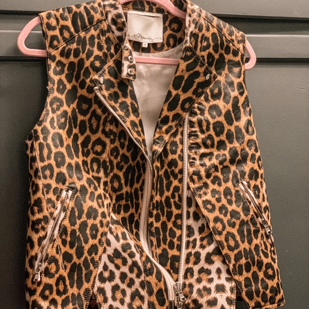 Authentic Philip lim leather leopard print vest